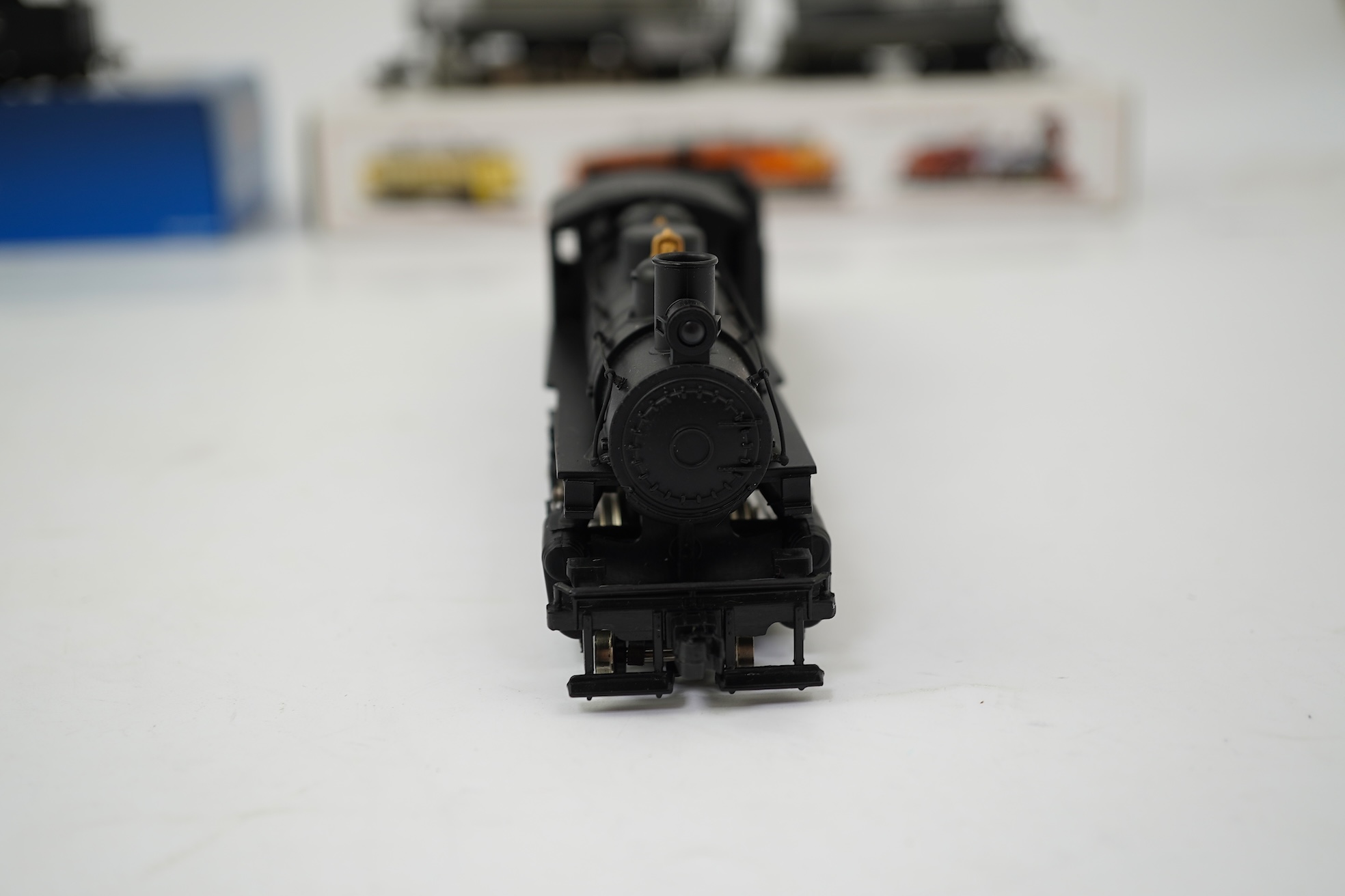 Three boxed HO gauge Bachmann Union Pacific locomotives; (51705) model of ALCO, 41, 2-6-0 locomotive with bogie tender, together with (51501) model of Prairie, 1836, 2-6-2 locomotive with bogie tender, and (50701) model